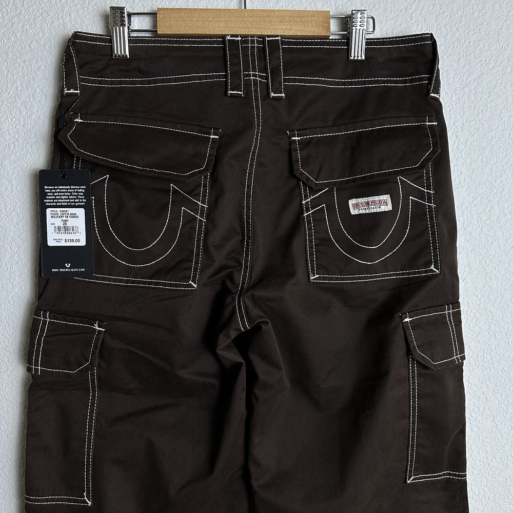 True Religion Military Single Needle Cargo Pants Coffee Bean Brown Womens Sz 26